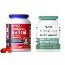 Krill õli Omega 3 täiendus 1000mg ja piimaohakas Maksa Detox Supplement 400mg, 2 Pack