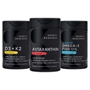 Sport Research® Antioksüdant Support Pack w / kolm jõudu Vegan Astaksantiini Lisa vetikad, Omega-3 Kalaõli 1250mg ja Vitamiin D3 5000iu & Mk7 Vitamiin K2 kookospähkli MCT Õli