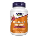 NOW Toidulisandid, koliin ja inositool 500 mg, tervislik närviülekanne *, närvisüsteemi tervis *, 100 kapslit