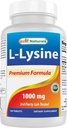 Parim Naturals L-Lysine 1000mg 180 Tabletts - Double Strength Lüsine tugevama immuunsüsteemi tervise ja külma haavandid
