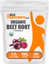 BulkSupplements.com Orgaaniline suhkrupeedi juurepulber - Superfood Supplement, Beet Root Supplements - Vegan & Gluten Free, 3,5 g per Serving, 500 g (1,1 naela) (pakk 1)