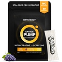 OxyEnergy Nitric Oxide Booster, Max Pump Non Stim Pre Workout Powder for Men, Beta Alanine, L Citrulline, Kreatiin ringluseks, Lihaspumbad, Kestvus, Viinamarjad, On-The-Go Packet - 30 Servings
