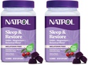 Natrol Sleep & Restore Magneesium Glütsinaat Blend Gummies, Magnesium Sleep Aids täiskasvanutele, Melatoniinivaba, Kirss Maitsestatud, 30 päeva pakkumine,(Pakett 2)