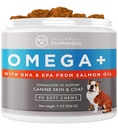 PawMedica Omega 3 koertele, koera naha ja mantli lisand koos kalaõli armastusega aitab koera kuiva nahaga, Omega 3 6 9 vitamiini närimist koerte allergiate jaoks