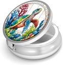 Pill Box-3 Compartment Small Pill Case Purse & Pocket Mini Metal Pill Holder Travel Pill Container hoida toidulisandeid Vitamiinid BPA-vaba (merekilpkonn)