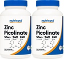 Nutricost Zinc Picolinate 50mg, 240 Vegetarian Capsules - Gluten Free and Non-GMO (240 Caps) (Pack of 2)