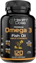 Health Dose Omega 3 Fish Oil 2000mg – Lemon-Flavored Softgels with EPA 800mg & DHA 600mg for Brain, Heart, and Wellness Support – Easy-to-Digest, No Fish Burps – 120 Softgels, 2-Month Supply