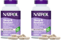 Natrol Sleep & Restore kapslid Magneesium Glycinate 100mg,GABA,Essential for Your Ultimate Restorative Sleep, Melatoniinivaba, 30 päeva pakkumine,(Pakett 2)