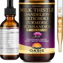 2 Pakend piimaohaka tilgad Maksa puhastamiseks Detox & Remont, Piimaohaka ekstrakt Vedeliklisandiga Dandelion & Artišokk Maksatoetuseks, Vegan, Orgaaniline, Alkoholivaba, 4 FL OZ
