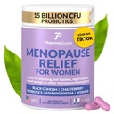 Looduslikud menopausilisandid naistele - Perimenopausilisandid hormonaalsele tasakaalule, puhitusele ja meeleolule | Kuumad vilgud Menopausi leevendamine w / probiootikumid ja prebiootikumid, Black Cohosh & Chasteberry