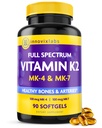 InnovixLabs Täisspektriga Vitamiin K2-90 Softgels 600 mcg Trans Form MK7 ja MK4 - toetab üldist tervist ja luu tugevust - soja ja gluteeni vaba K2 vitamiini täiendada