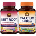 Vitalitown Beet Root and Calcium Bundle: Natural Nitric Oxide Booster for Heart Health & Energy, with Calcium and D3 for Bone Strength & Immune Support