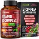 B-vitamiini kompleks - B1 | B2 | B3 | B5 | B6 | Biotiin | B12 | 5-MTHF - Astragalus & Terve toidu segu - energia, ainevahetus ja aju - vitamiinid B naistele ja meestele - valmistatud USAs - 60 kapslit, 60 päeva pakkumine