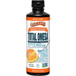 Barlean's Total Omega 3 6 9 Vedel kalaõli lisandiga Borage ja linaseemneõli, Orange Crème, 2400 mg EPA, DHA ja GLA rasvhappeid, 16 oz