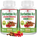 Berberine Supplement 1500mg - Premium Berberine HCl 97% puhtus Berberine Plus puhas tseiloni kaneel, kõrge potentsi Berberiin meestele naistele, Non-GMO Vegan 2Pack