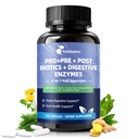 Ultra Probiotics for Women Men 200 Billion CFU - 36 Strains 14 Digestive Enzymes, 4 Anti-Bloat Herbs, 3 Prebiotic Fibers & 4 Postbiotics, Gut, Digestive, Regularity, Gas & Immune Support, Vegan 120 Ct