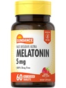 Sundance Melatoniin 5mg Kiire lahustuv tabletid | 60 Count | Natural Berry Flavor | Taimetoitlane, mitte-GMO ja gluteenivaba toidulisand