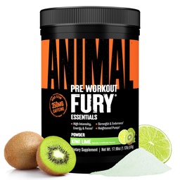 Animal Fury Pre Workout Pulber - Kiwi Lime, 350mg Kofeiin, BCAA Aminohapped, 2g Beeta-alaniin, tsitrulliin ja türosiin, energia, fookus, tugevus, vastupidavus, ettevalmistus meestele ja naistele, 30 Servings