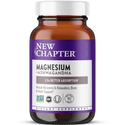 Uus peatükk Magneesium + ashwagandha lisand, 325 mg magneesiumglütsinaadiga lihaste lõõgastamiseks ja taastumiseks, süda, närvid ja luu tervis, 2.5X imendumine, mitte-GMO - 90 ct (3 kuu pakkumine)
