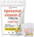 Mikrokoostisosad 1000 mg C-vitamiini pulber igapäevaseks kasutamiseks | Liposomaalne rasvalahustuv vorm paremaks imendumiseks | Suhkruvaba limonaadijoogi segu | 40 reisipaketti, kiiresti lahustuv