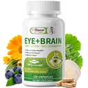 Silma + aju toidulisandid mälu ja fookuse jaoks, luteiin 40mg, Zeaxanthin, Astaksanthin, Bilberry, Lion's Mane, Bacopa Monnieri, Ginkgo Biloba, 14 in 1 silma vitamiinid täiskasvanutele ja eakatele 120 kapslit