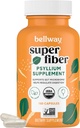Bellway Super Fiber Kapslid - USDA Orgaaniline Psyllium Husk Kapslid - Daily Psyllium Husk Fiber Supplement for Seedetrakti Tervis ja korrapärasus - Taimepõhine, Non-GMO, Kosher - 160 kapslit