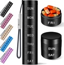 Alumiinium Travel Pill Korraldaja, Nädal Metal Pill Case,Pill Holder, Niiskuse Tõestus Veekindel Daily Pill Box 7 Day, Suur Pill Konteiner hoida vitamiine, ravimeid, toidulisandeid 【Must Knurling】
