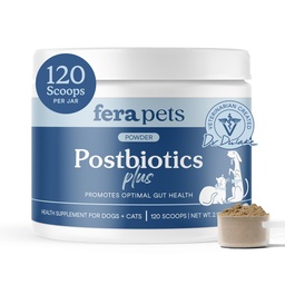 Fera Pets Postbiootikumid Plus Prebiootikumid koertele ja kassidele - koos libeda Elmiga - edendab optimaalset seedetrakti tervist ja põletikulist vastust - suurendab immuunsust - 120 Scoops