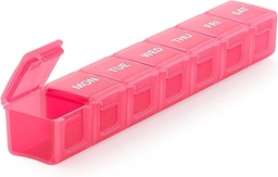 Sukuos Extra Suur Iganädalane Pill Korraldaja, 7 Päevane Pill Box Juhtum Artriit Sõbralik, Silkscreen Trükitud Meditsiini Konteiner Selge Kaanega Vitamiinid, Kalaõlid või Toidulisandid (Pink)
