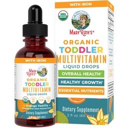 MARYRUTH'S Organics Multivitamin & Multimineral with Iron for Toddlers | USDA Organic | Sugar Free | Multivitamin Liquid Drops for Kids Ages 1-3 | Immune Support | Vegan | Non-GMO | 2 Fl Oz