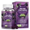 Migcopat Pre Post Probiootikumid Kummid, probiootikumid Prebiootilised Postbiootilised Seedeensüümid Fiberiga, 120 Miljardit CFU Probiootikumid Täielik soolestiku tugi, suhkruvaba, Vegan, BlackBerry Maitse, 60 Cts