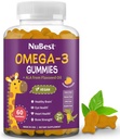 NuBest Omega 3 kummid linaseemneõliga lastele ja teismelistele | Toetab aju kasvu, vaimset selgust, fookust ja silmade tervist | Lisatud suhkrut pole | Apelsini maitse | 60 Premium Vegan Gummies | 1 kuu pakkumine