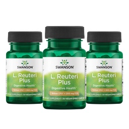 Swanson L. Reuteri Probiotic Plus w/L. Rhamnosus L. Acidophilus & FOS Prebiootiline seedetrakti tugi - Soodustab soolestiku tervist w/ 7 miljardit CFUd kapsli kohta - (30 Veggie kapslit) (3 pakendit)