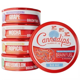 Cannadips - Aju kütuse sordipakett - Nootroopsed kofeiinikotid - 50mg Lion's Mane, 100mg Kofeiin, 50mg L-Theanine, Ei Suhkur - Puhas energia Aju kütus kognitiivseks jõudluseks, valmistatud USAs (5-PACK)