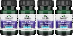 Swanson Iron (Ferrous Fumarate) - Mineral Supplement Promoting Energy Support - High-Concentration Formula Assists in Oxygen Delivery & Fatty Acid Metabolism 60 Sgels (4 Pack)