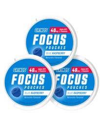 GRINDS Focus kotid - looduslikult maitsestatud Nootroopsed koostisosad - Sisaldab Alpha GPC ja L-Theanine, Suhkruvaba - 3 Pack, 18 kotid per Can - Blue Vaarika