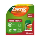 Zyrtec 24 tunni nõgestõve leevendamise tabletid, 10 mg tsetirisiin HCl tabletid, mis aitavad vähendada nõgestõbe ja vähendada sügelust nõgestõve tõttu, antihistamiini tabletid nõgestõve leevendamiseks ja urtikaaria raviks, 30 ct