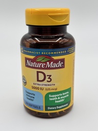 Nature Made D3 Extra Tugevus 5000 IU 125mcg - 240 Softgels