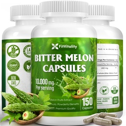 Mõru melonkapslid | 150 Vegankapslid | 150 päeva pakkumine | 9000mg serveerimise kohta | Mõru melonvili 25:1 Väljavõte | 100% puhas & looduslik | Gluteenivaba täiendus | Ultimate kontsentratsioon