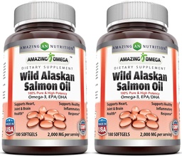 Amazing Omega Wild Alaska lõheõli 2000mg Per Serving Softgels Supplement (180 | 2 Pack)