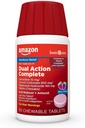 Amazon Basic Care Dual Action Complete, närimiskõlblik happe reduktor Plus Antatsiid tabletid, Berry maitse, kõrvetiste meditsiin, happe seedehäire Relief, 50 Count