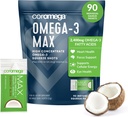 Coromega MAX 2400mg oomega-3 kalaõli + D-vitamiini pressimispaketid, looduslikult püütud, kala maitset ei ole - 3X parem imendumine kui pehmed, toetab aju ja südame tervist (90 serveerimist, kookospähkli õndsust)