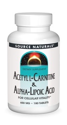 Source Naturals Acetyl L-Carnitine & Alpha-Lipoic Acid 650mg - 180 Tablets