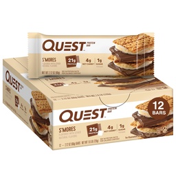 Quest Nutrition S'mores Protein Bars, 21g Valk, 1g Suhkur, 4g Net Carb, Gluteenivaba, Keto Sõbralik, 12 Count