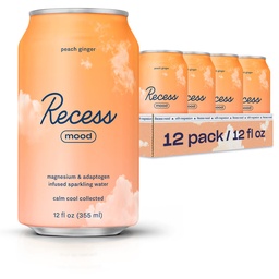 Recess Mood Magnesium & Adaptogen Drink, Lõõgastav Jook, 12 untsi (Peach Ginger, 12 pakki)