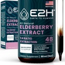 E2H Elderberry siirup - võimas antioksüdantide lisand orgaanilistest leedrimarjadest Ekstrakt - Sambucus Elderberry siirup lastele ja täiskasvanutele immuunsuse toetamiseks - Non-GMO, Vegan - 2 Fl Oz