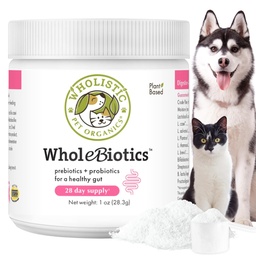 Wholistic Pet Organics WholeBiotics - Daily Dog probiootikumid seedetrakti tervise toetamiseks ja immuunsuse suurendamiseks - 9 tüve - prebiootikumid ja probiootikumid koertele ja kassidele - soolestiku tervis koertele - 1 Oz - 28 Scoops