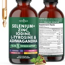 Kilpnäärme tugitilgad - Selenium, tsink, jood, L-türosiin, ashwagandha, kurkum, Schisandra Guggu, Cayenne, basiilik - vedellisandi Folaadi vaskalkohol - Tasuta, Vegan, Non-GMO - 2 oz
