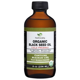 Orgaaniline musta seemne õli - USDA sertifitseeritud külmpressitud klaasist pudel üle 1,5% tümokinoon 3X tugevus Türgi Black Cumin Nigella Sativa non-GMO 100% puhas mustseemneõli (8oz klaasist pudel)