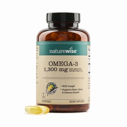 NatureWise Ultra Omega 3 kalaõli 2200 mg - 1300 mg Omega-3 - triglütseriidvorm - sidrunimaitse - looduslikult püütud kalaõli + EPA & DHA - Burpless, Non-GMO - 120 Softgels[2 kuu pakkumine]